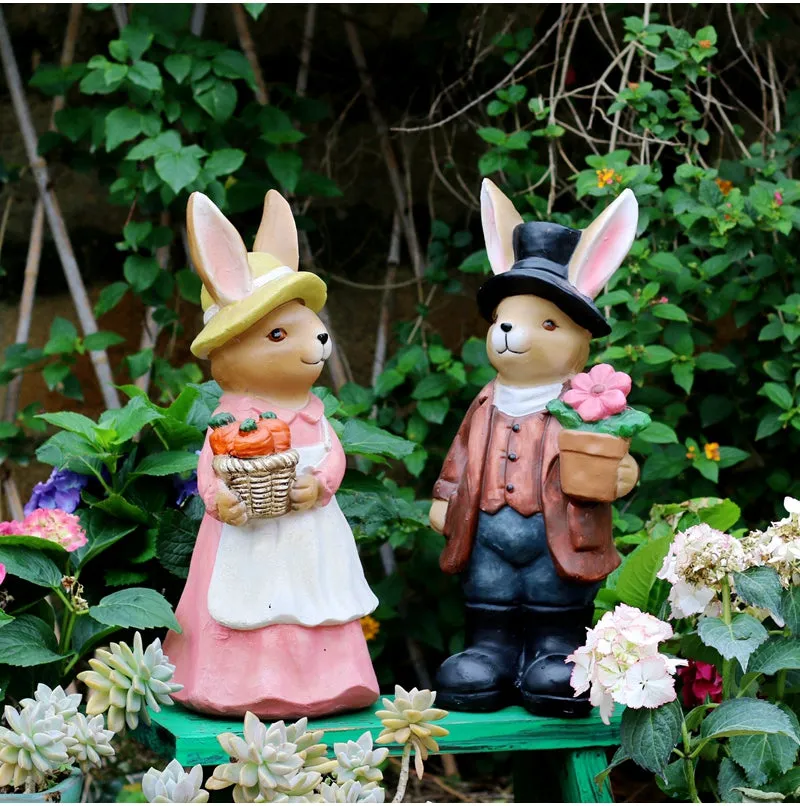 Garden Animal Sculpture Rabbit Statues, Garden Decor Ideas, Animal Statue for Garden Ornament, Villa Courtyard Decor, Outdoor Garden Decoration