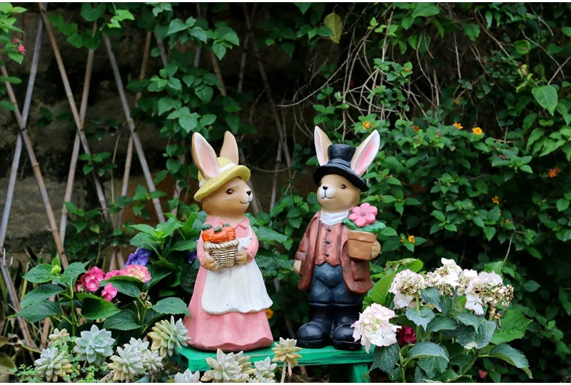 Garden Animal Sculpture Rabbit Statues, Garden Decor Ideas, Animal Statue for Garden Ornament, Villa Courtyard Decor, Outdoor Garden Decoration