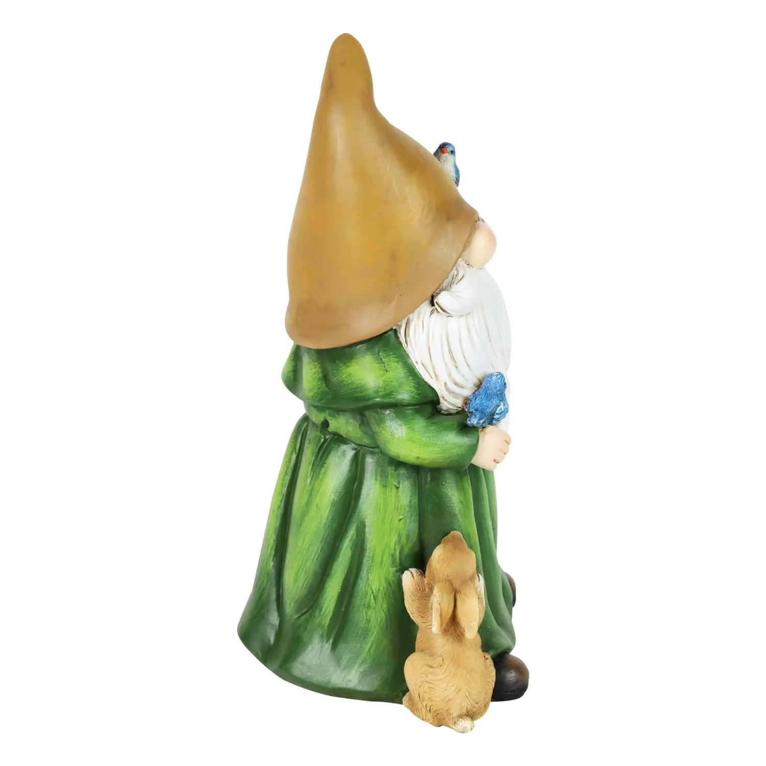 Garden Gnome Monk Statue with Cross and Woodland Creatures, 6 x 5 x 10.5 Inches