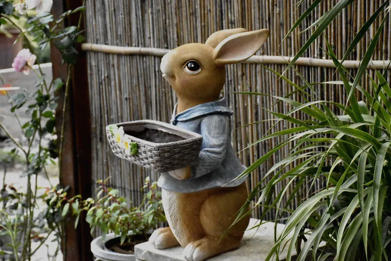Garden Ornaments, Large Rabbit Statues for Garden, Bunny Flowerpot, Villa Outdoor Gardening Ideas, Modern Animal Garden Sculptures