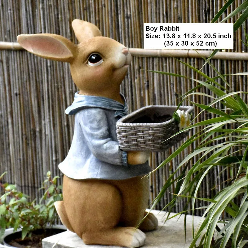 Garden Ornaments, Large Rabbit Statues for Garden, Bunny Flowerpot, Villa Outdoor Gardening Ideas, Modern Animal Garden Sculptures