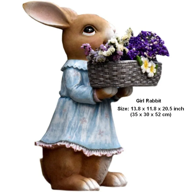 Garden Ornaments, Large Rabbit Statues for Garden, Bunny Flowerpot, Villa Outdoor Gardening Ideas, Modern Animal Garden Sculptures
