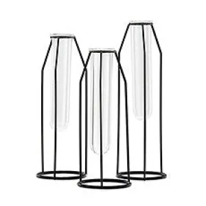 GEOMETRIC TIERED TEST TUBE FLOWER VASES - Set of 3