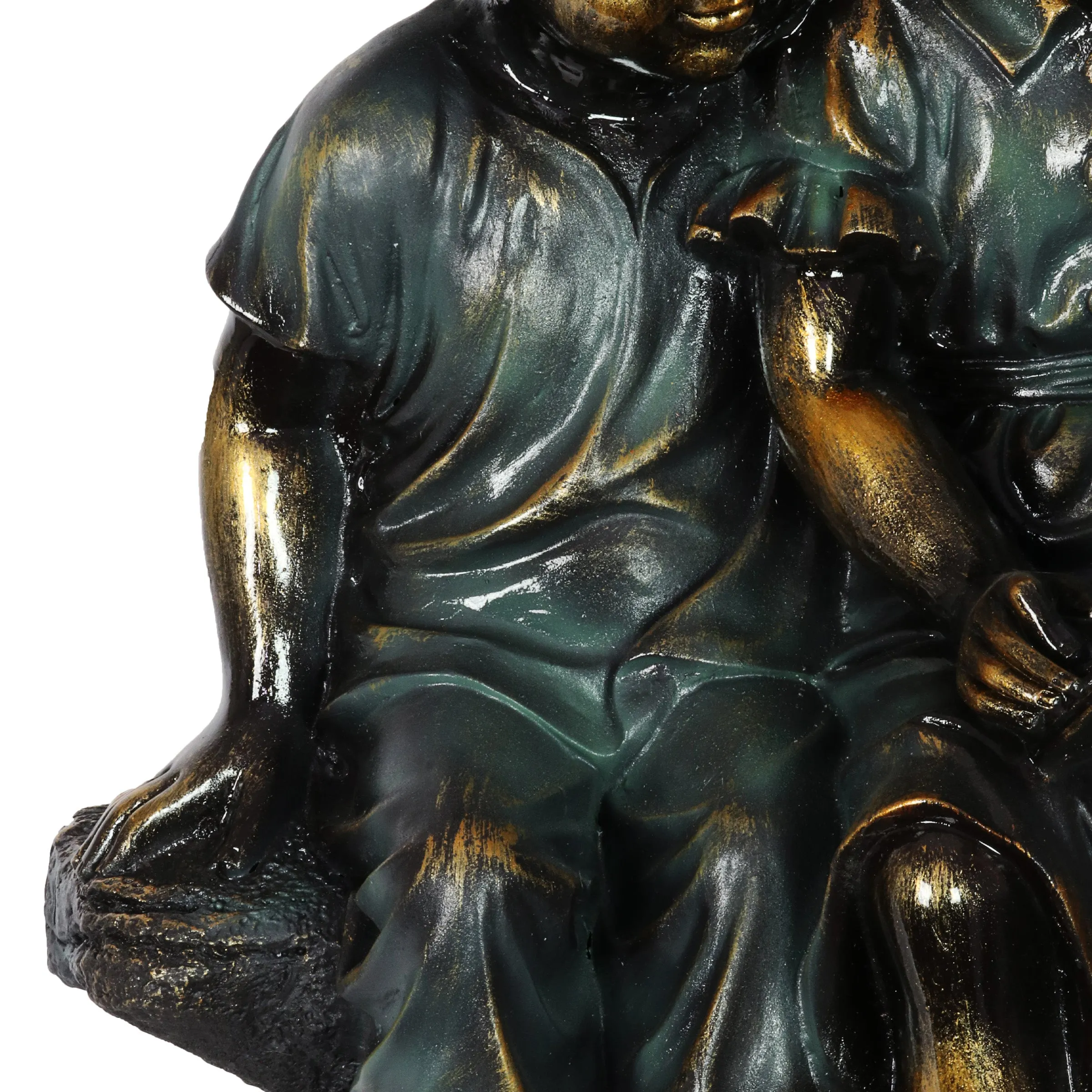 Girl in Boy's Lap Bronze Look Statuary with Patina Finish, 21 Inch