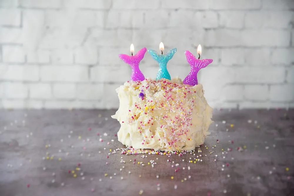 Glitter Mermaid Tail Cake Candles - Pack of 5