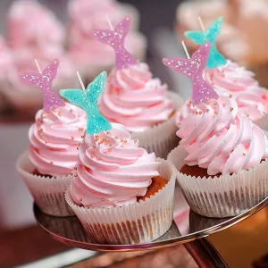 Glitter Mermaid Tail Cake Candles - Pack of 5
