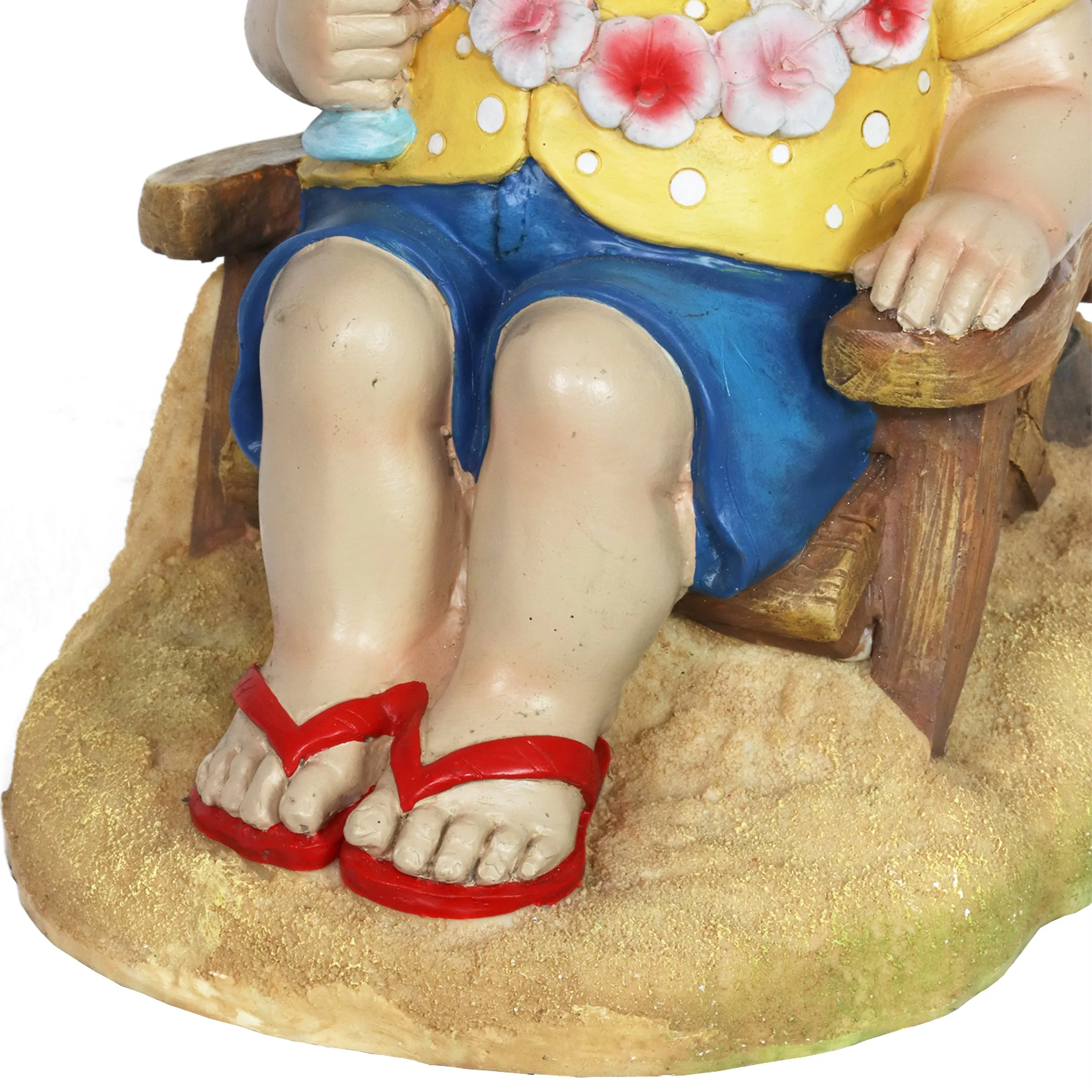 Good Time Solar Tropical Tony Beach Gnome Under a Palm Tree Garden Statue, 16 Inch