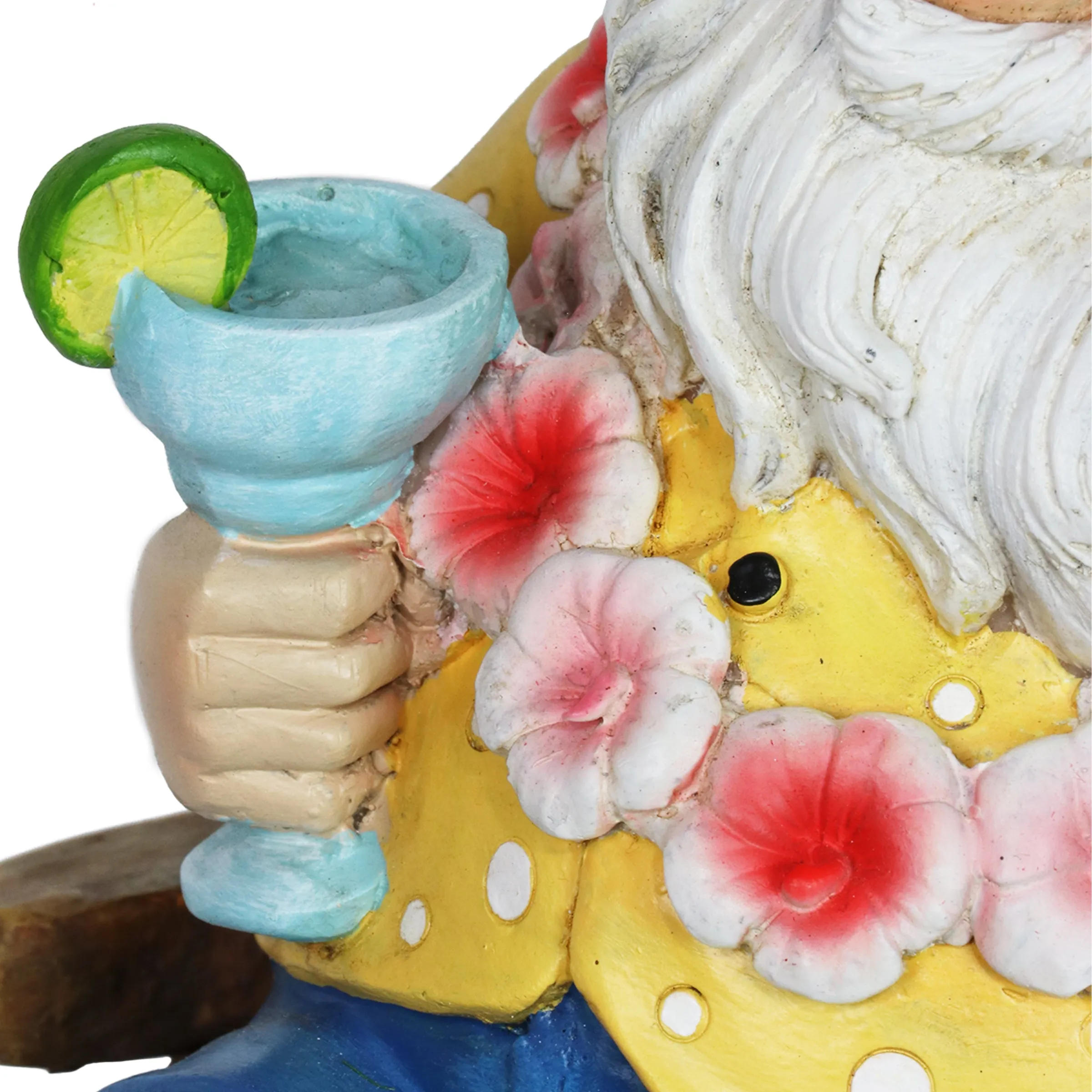 Good Time Solar Tropical Tony Beach Gnome Under a Palm Tree Garden Statue, 16 Inch