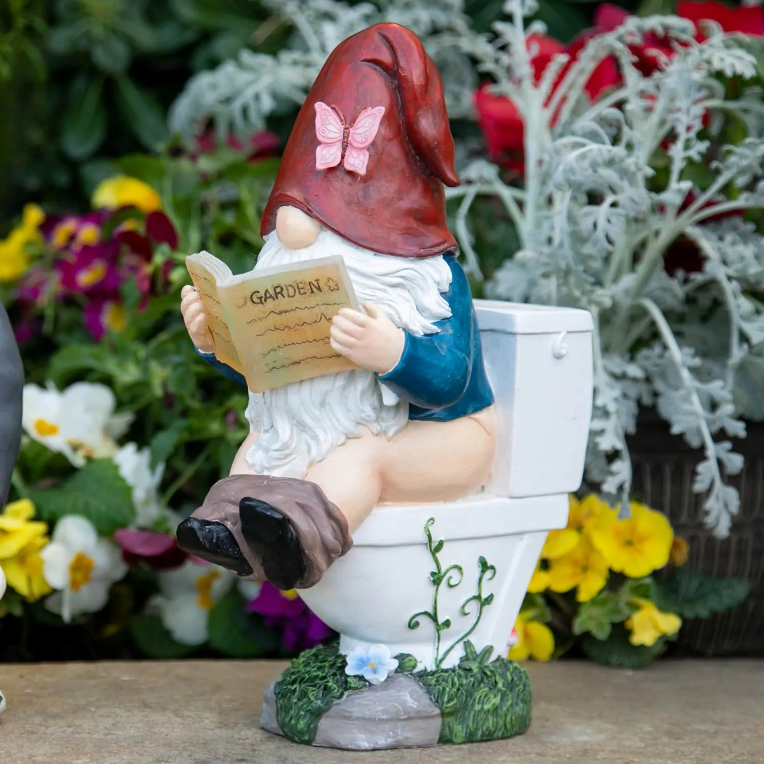 Good Time Toilet Timmy Garden Gnome Statue with LED lights on a Battery Operated Timer, 7.5 by 10.5 Inches