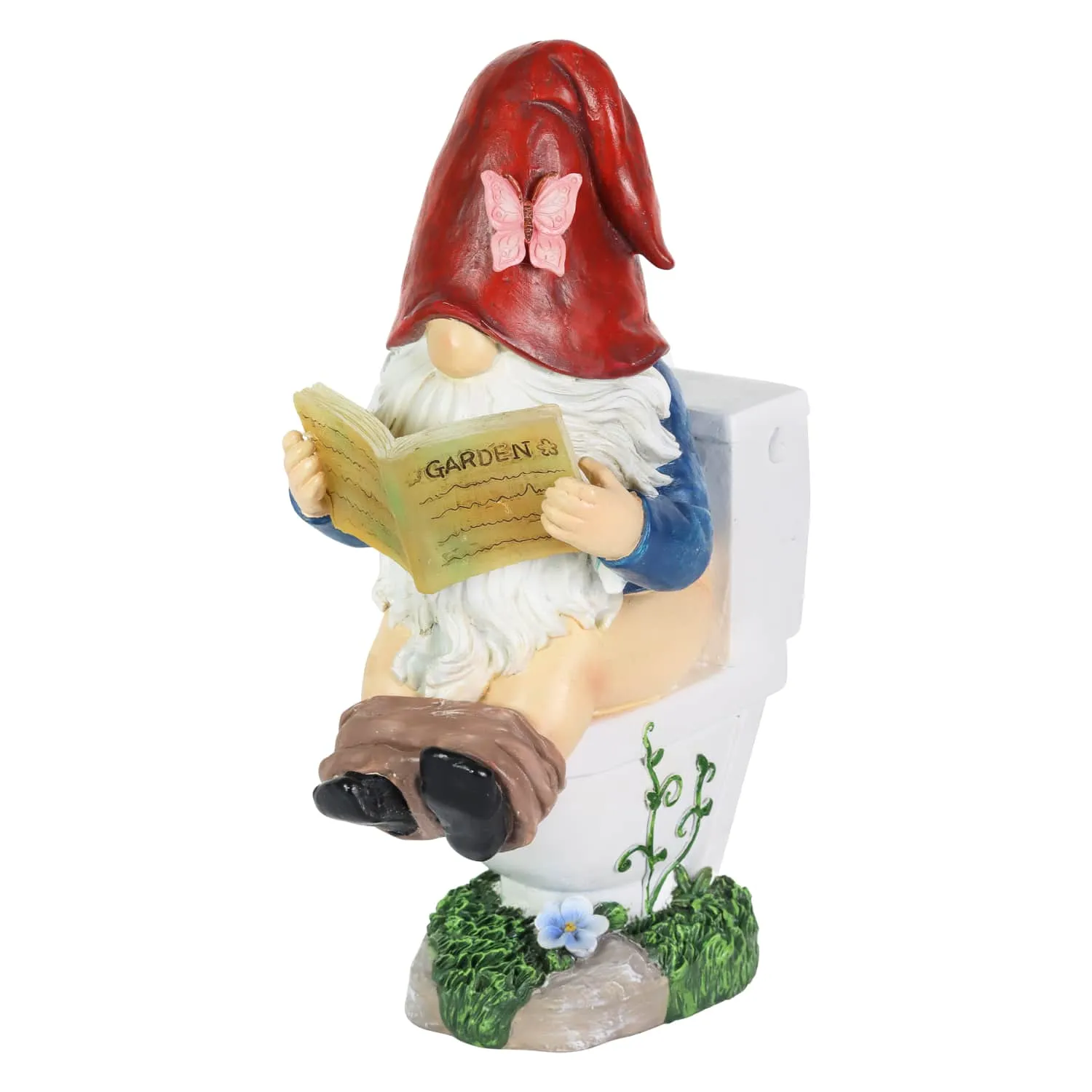 Good Time Toilet Timmy Garden Gnome Statue with LED lights on a Battery Operated Timer, 7.5 by 10.5 Inches