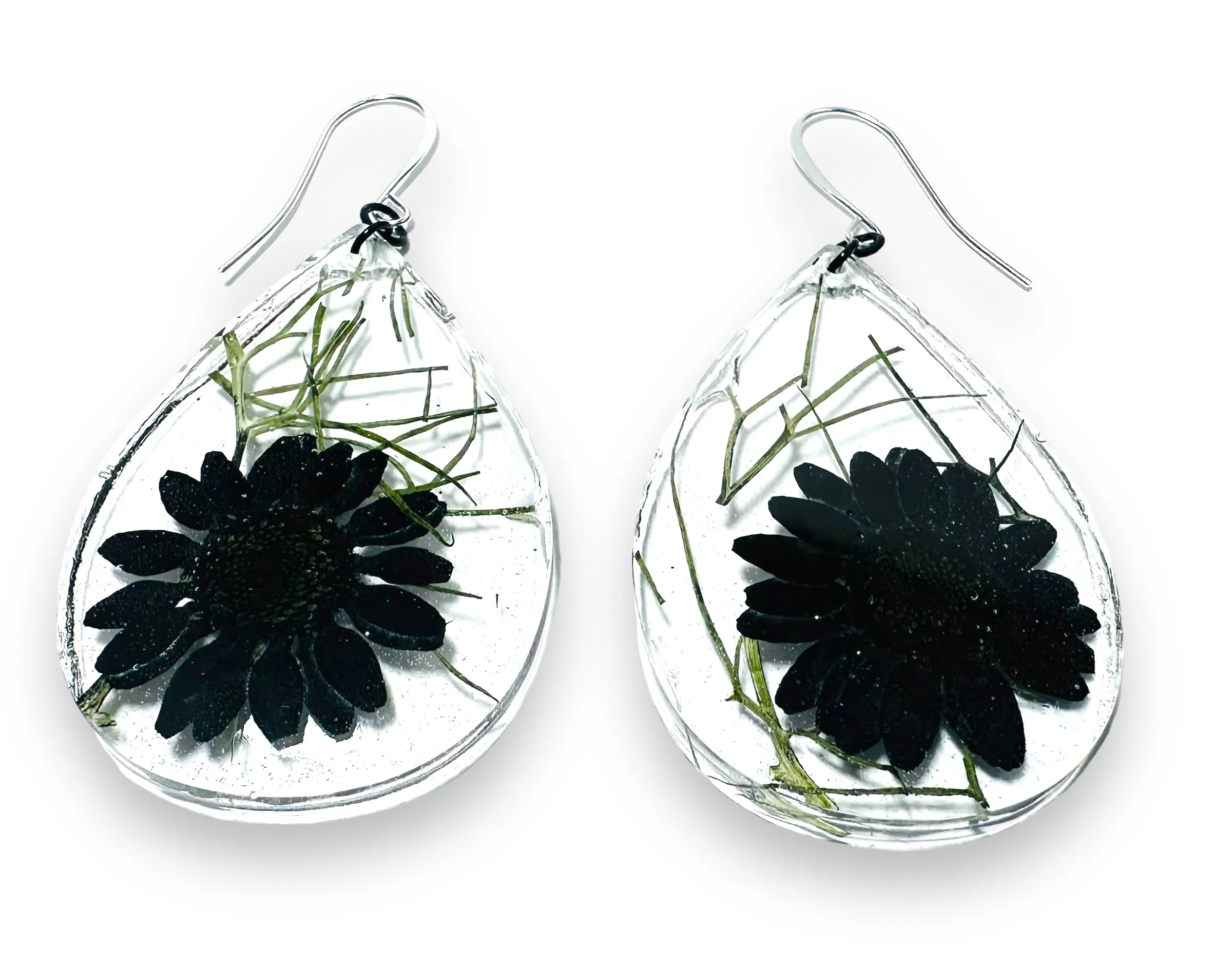 Halloween Collection-Pressed Flower Earrings/Real Flower Earrings/Resin Flower
