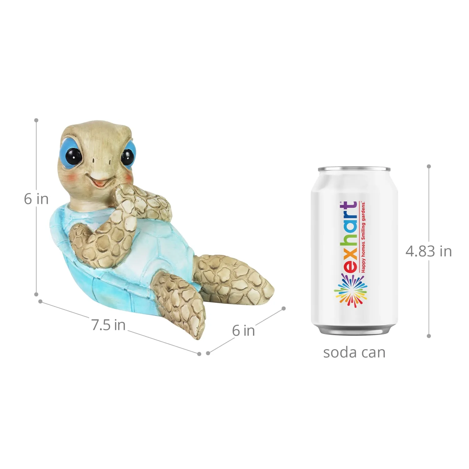 Hand Painted Beach Turtle Sunning His Belly Décor, 7.5 by 6 Inches