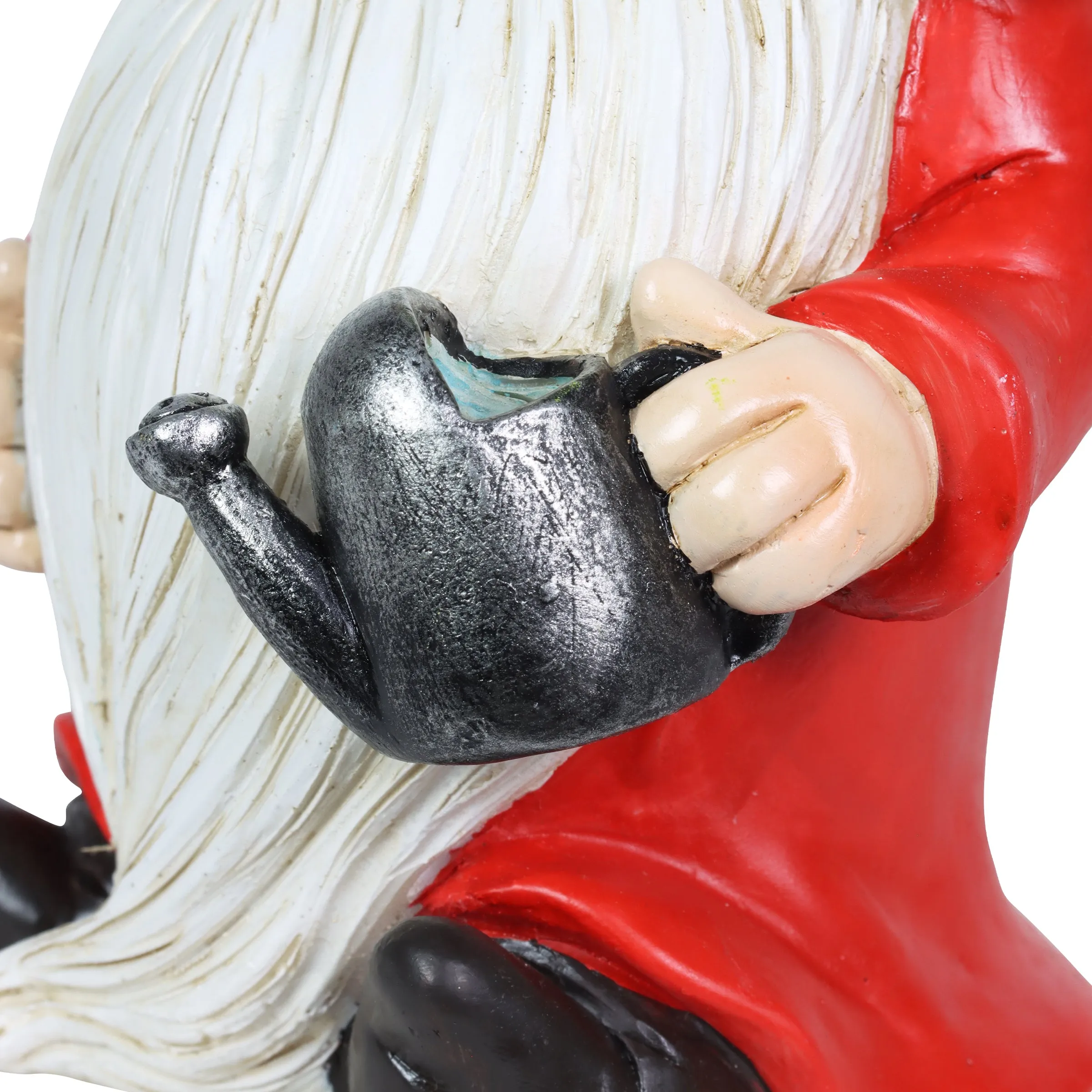Hand Painted Leaf Hat Garden Gnome Statuary with a Watering Can, 5.5 by 10 Inches