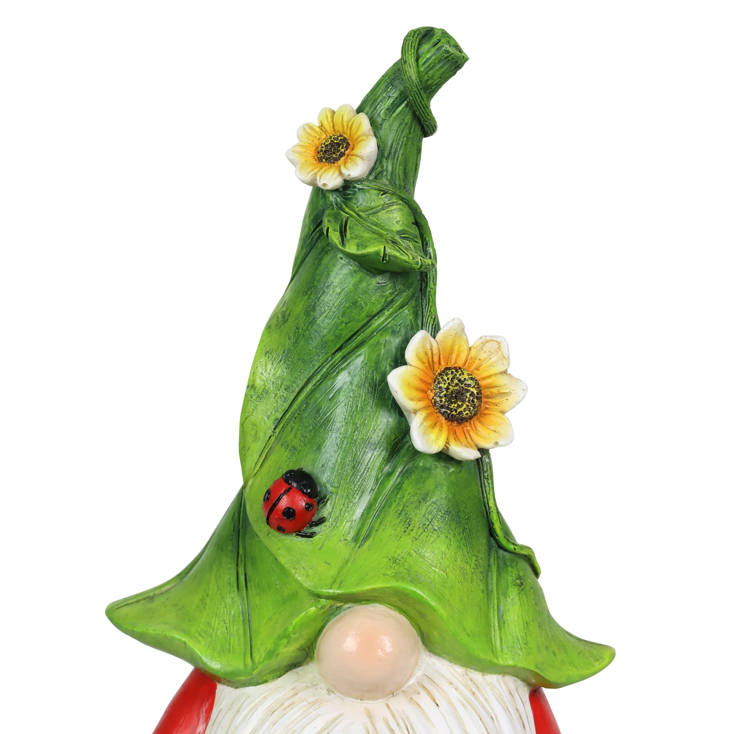 Hand Painted Leaf Hat Garden Gnome Statuary with a Watering Can, 5.5 by 10 Inches