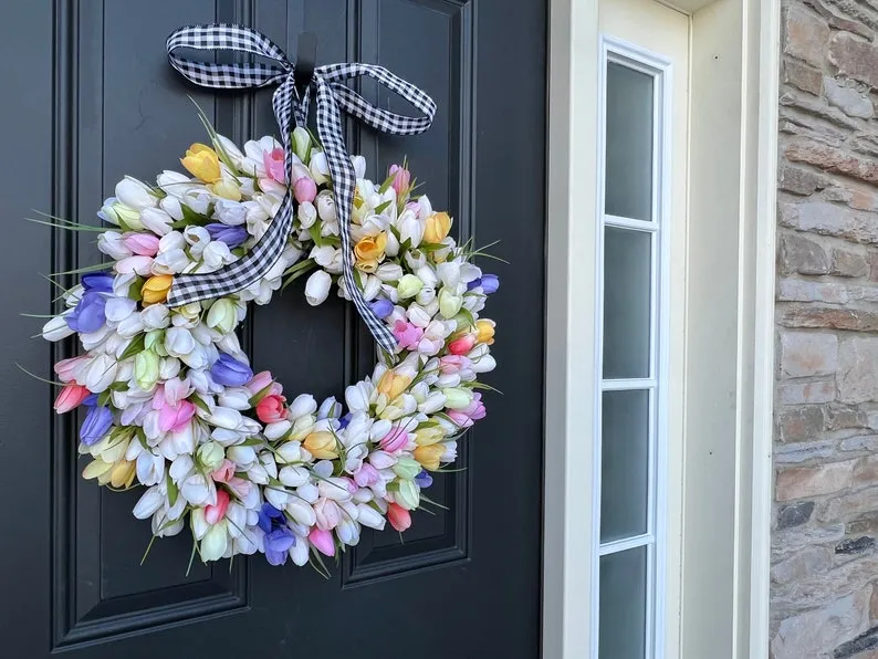 Happy Easter Tulip Wreath