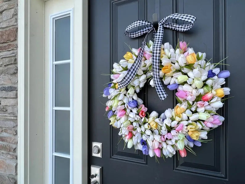 Happy Easter Tulip Wreath