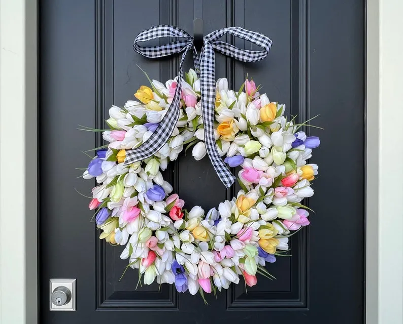 Happy Easter Tulip Wreath