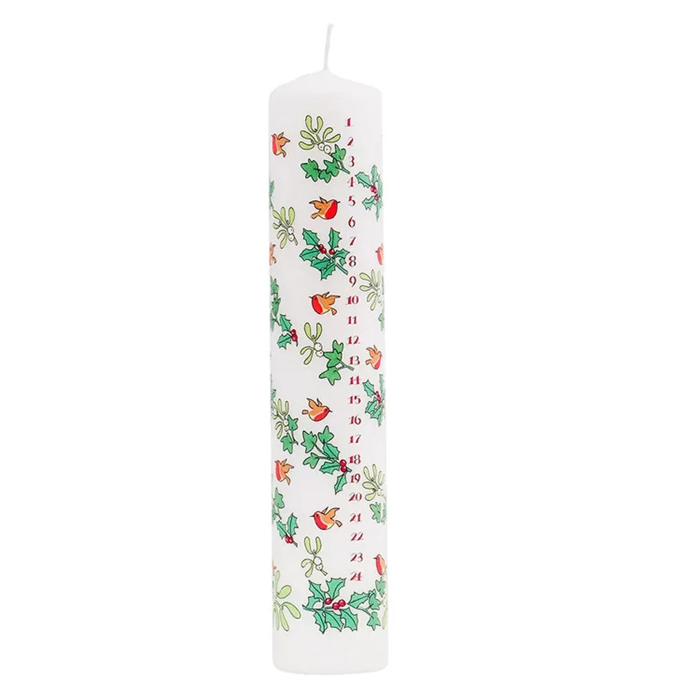 Holly and Ivy Advent Pillar Candle
