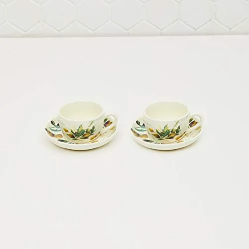 Home Centre Malvina Printed Tea Set - 1 Cup and 1 Saucer - Beige
