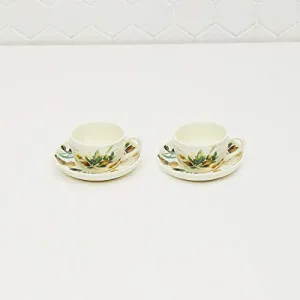 Home Centre Malvina Printed Tea Set - 1 Cup and 1 Saucer - Beige