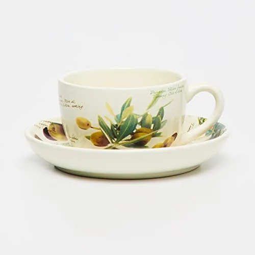 Home Centre Malvina Printed Tea Set - 1 Cup and 1 Saucer - Beige