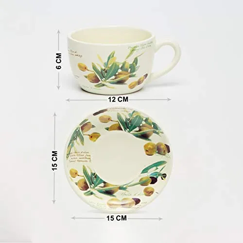 Home Centre Malvina Printed Tea Set - 1 Cup and 1 Saucer - Beige