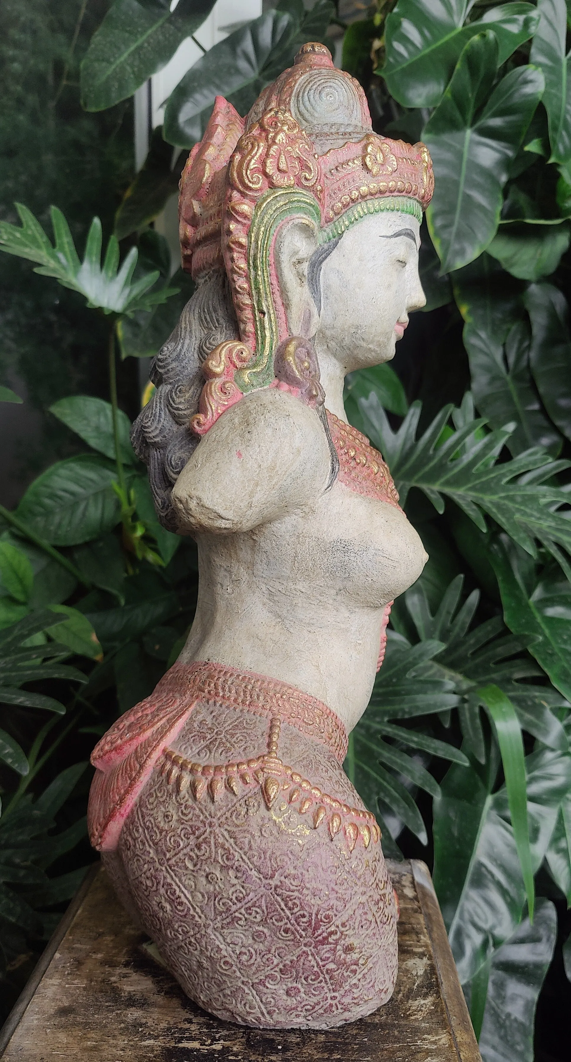 Home Decor: Table - Outdoor Statue. Exquisite Stone Sculpture of Apsara, The Dancing Celestial.