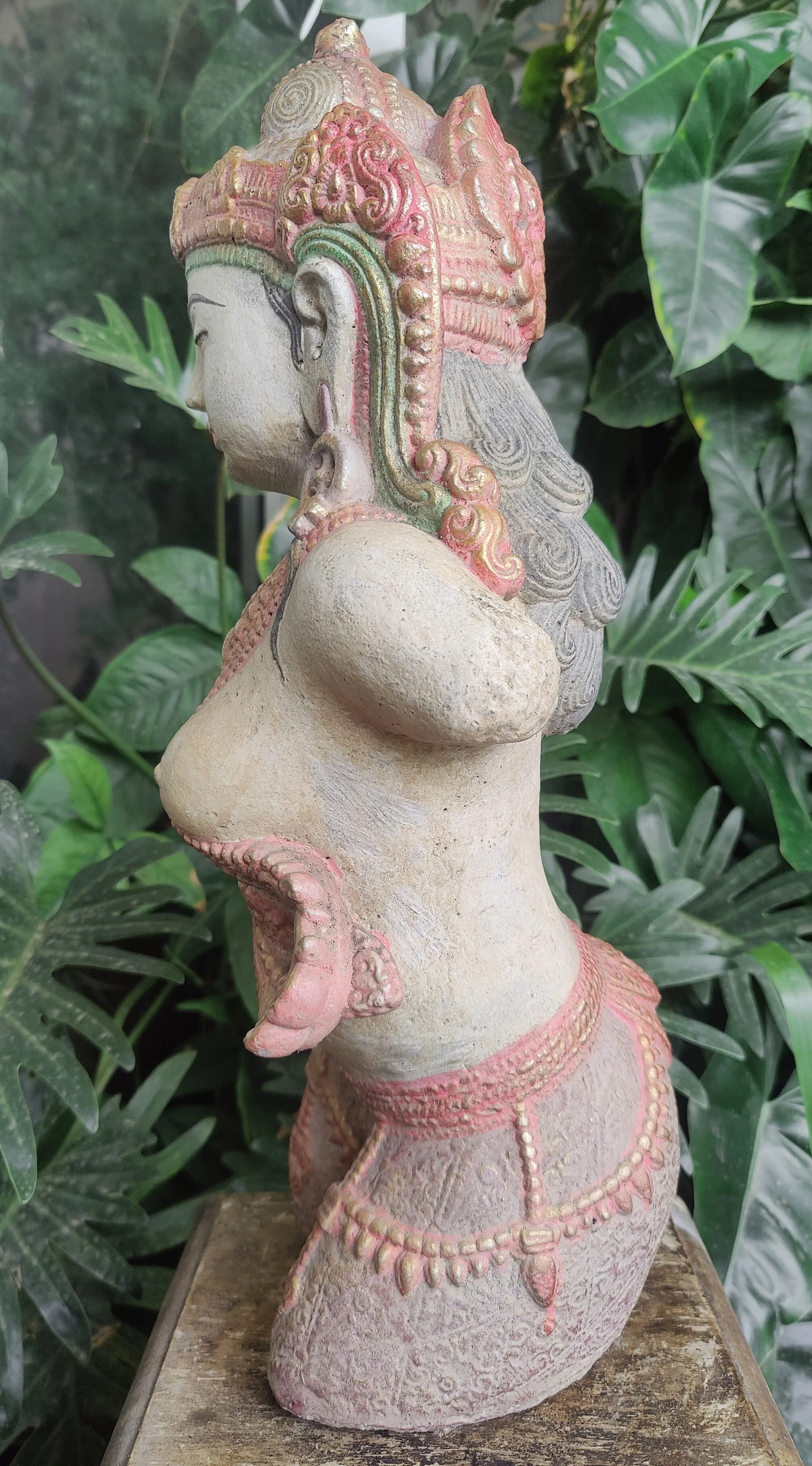 Home Decor: Table - Outdoor Statue. Exquisite Stone Sculpture of Apsara, The Dancing Celestial.