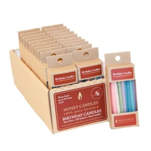 Honey Candles - 20 Pack of Birthday Beeswax Candles - Pastel
