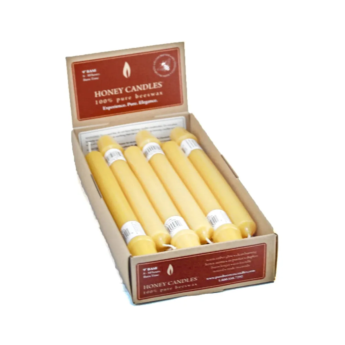 Honey Candles - 9 Inch Natural Beeswax Candlestick with Base (single)
