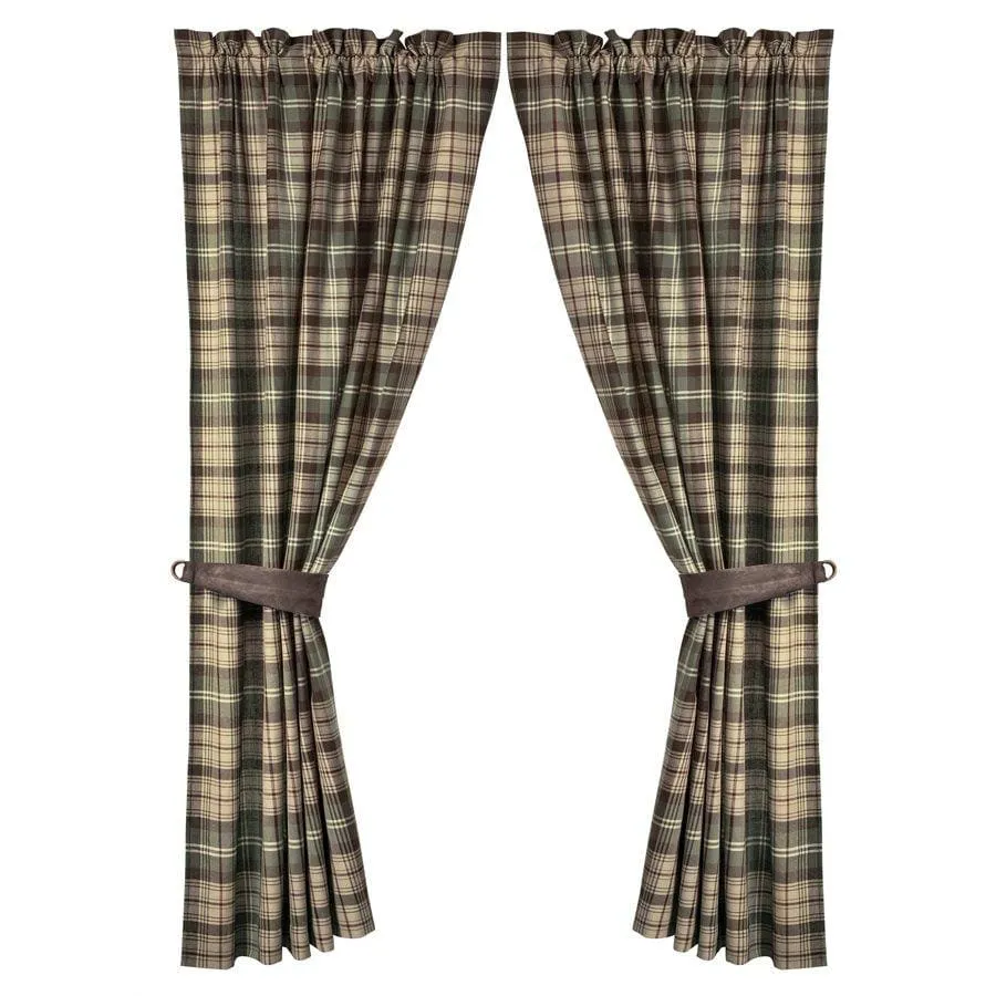 Huntsman Curtains w/ Brown, Cream & Green Plaid