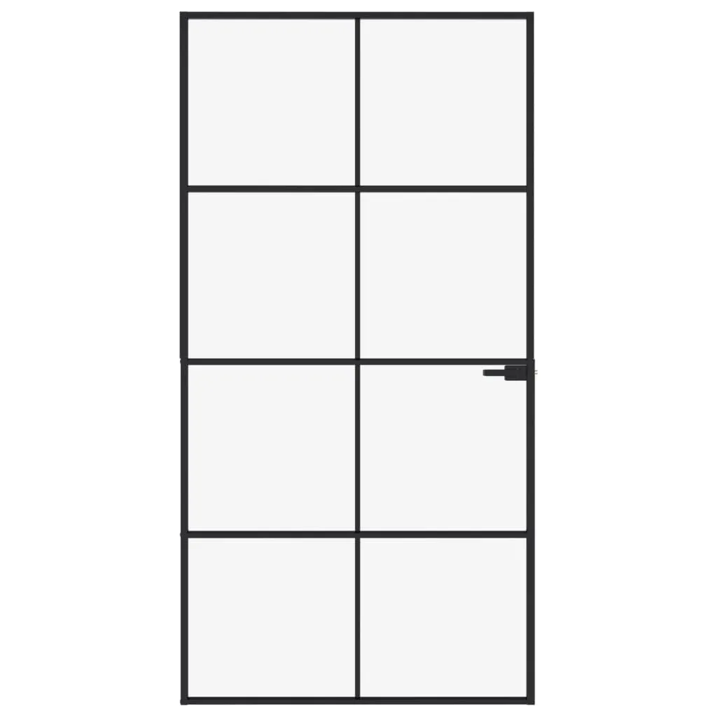Interior Door Black 102x201.5 cm Tempered Glass&Aluminium