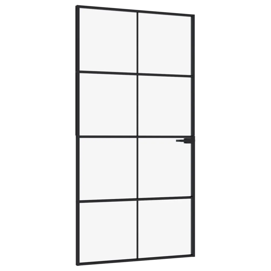 Interior Door Black 102x201.5 cm Tempered Glass&Aluminium