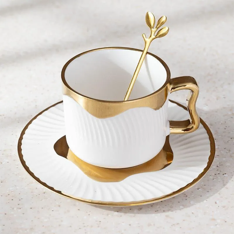 Kivro Goldo Cup & Saucer Set With Spoon - Eighteen Piece Set