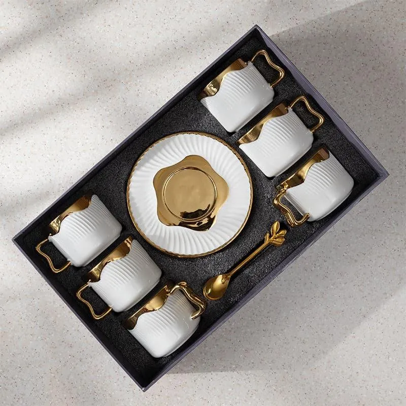 Kivro Goldo Cup & Saucer Set With Spoon - Eighteen Piece Set