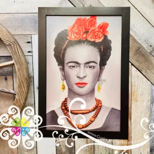 Large Frida  Wall Art - Black Frame Litografia