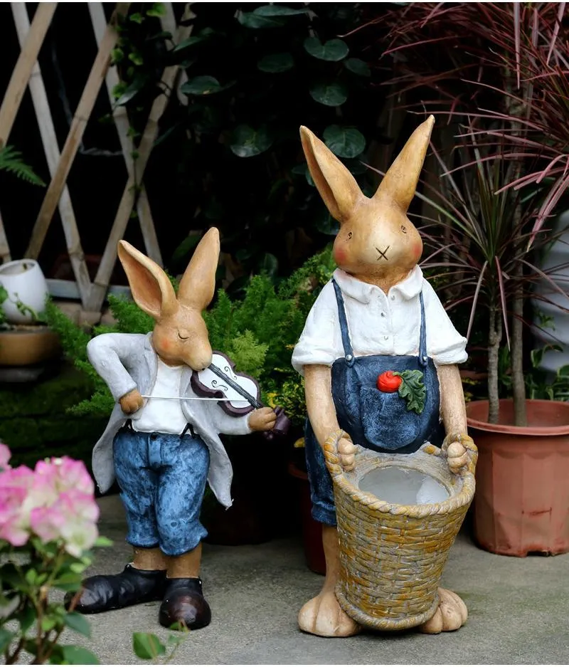 Large Rabbit Statue for Garden, Bunny Flower Pot, Garden Courtyard Ornament, Villa Outdoor Decor Gardening Ideas, House Warming Gift