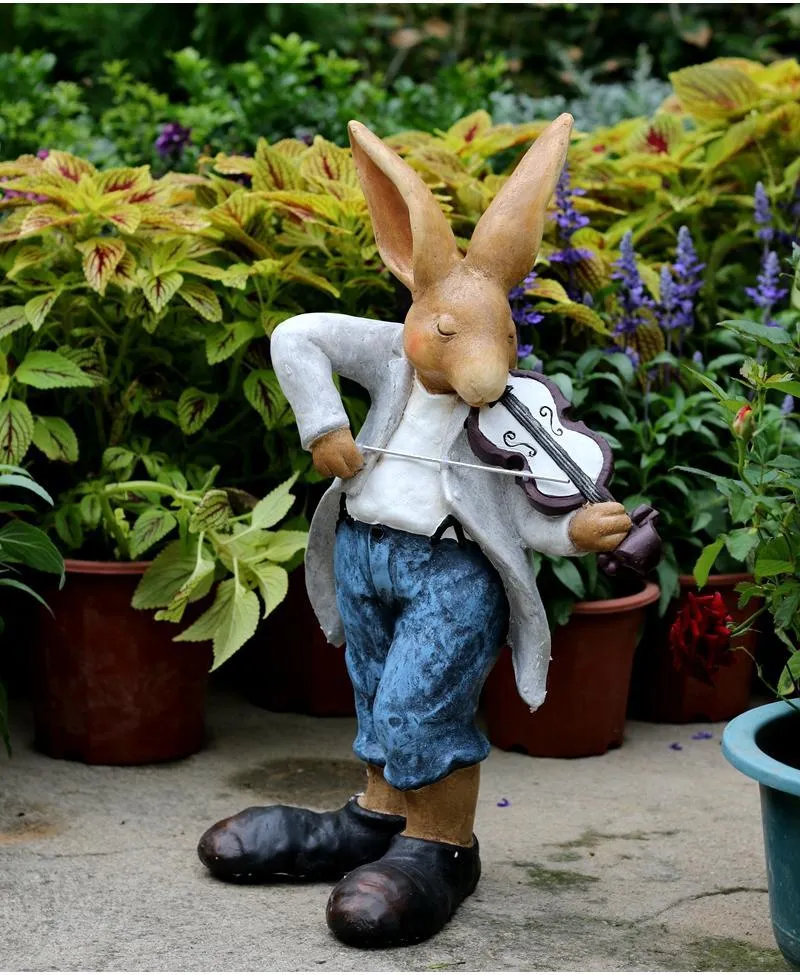 Large Rabbit Statue for Garden, Bunny Flower Pot, Garden Courtyard Ornament, Villa Outdoor Decor Gardening Ideas, House Warming Gift