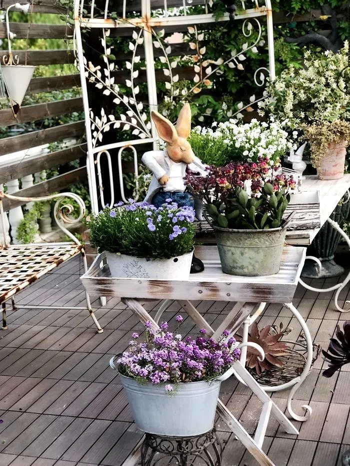 Large Rabbit Statue for Garden, Bunny Flower Pot, Garden Courtyard Ornament, Villa Outdoor Decor Gardening Ideas, House Warming Gift