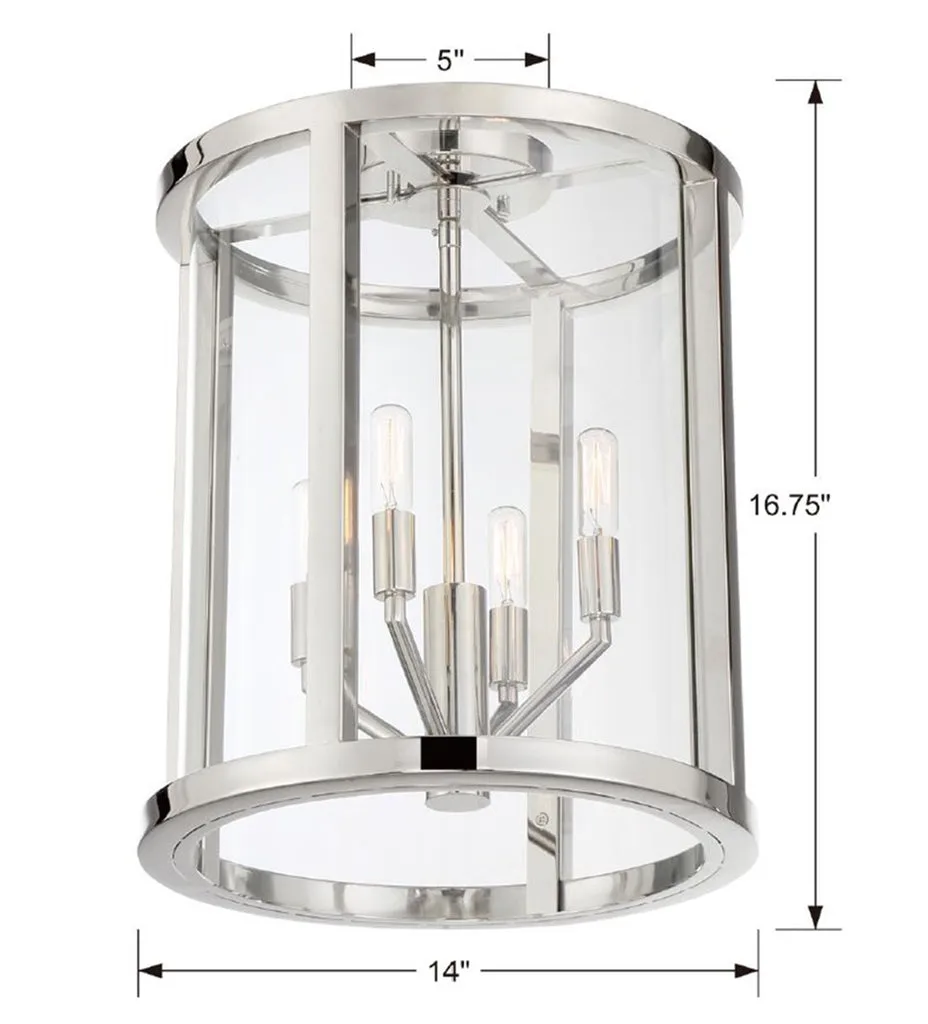 Libby Langdon Devon 4 Light Polished Nickel Semi Flush Mount