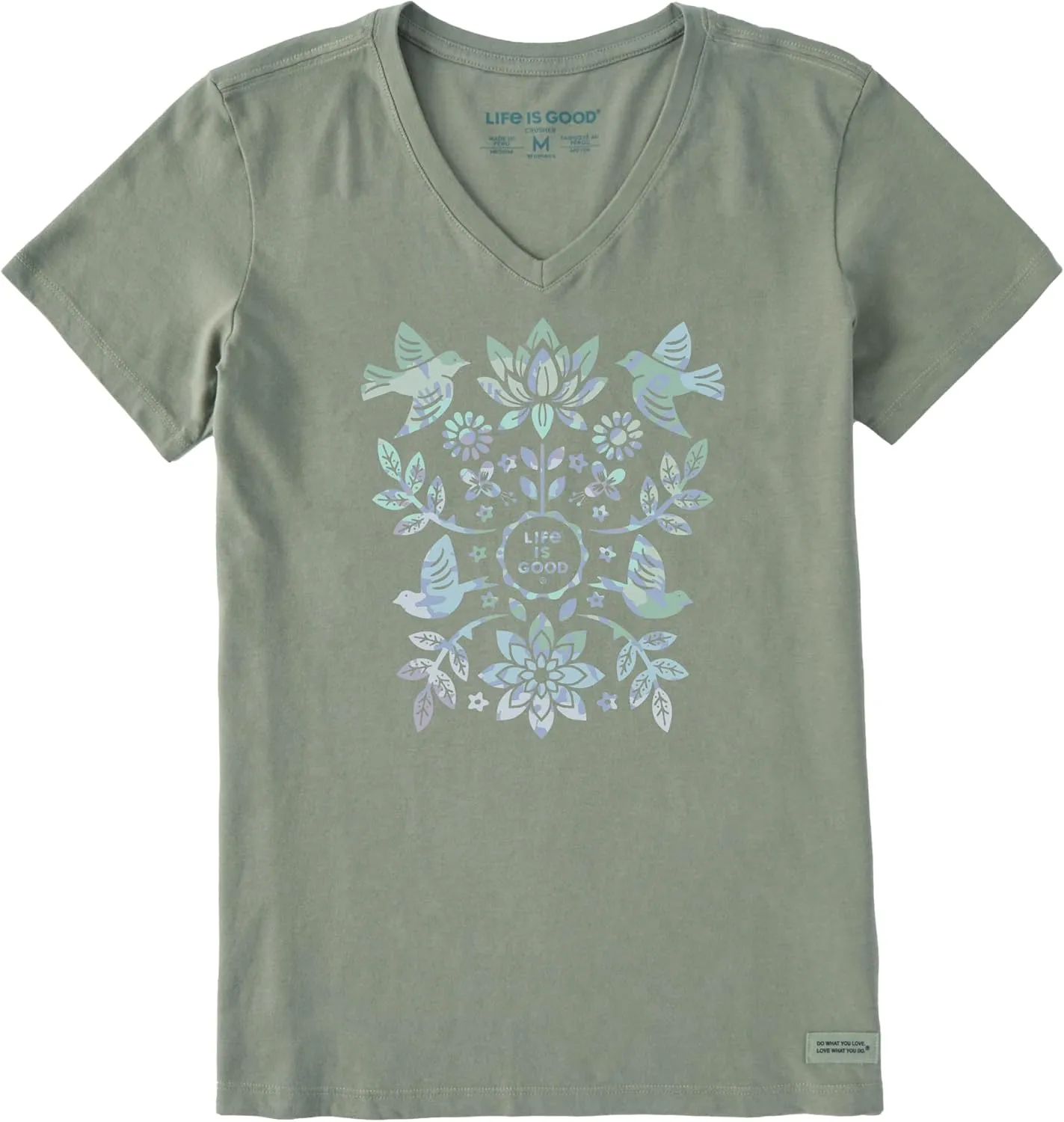 Life is Good Women's Crusher Tee Shirt, Short Sleeve Cotton Graphic T-Shirts, Folk Art Garden Tie Dye