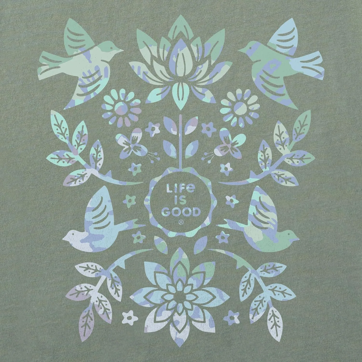 Life is Good Women's Crusher Tee Shirt, Short Sleeve Cotton Graphic T-Shirts, Folk Art Garden Tie Dye