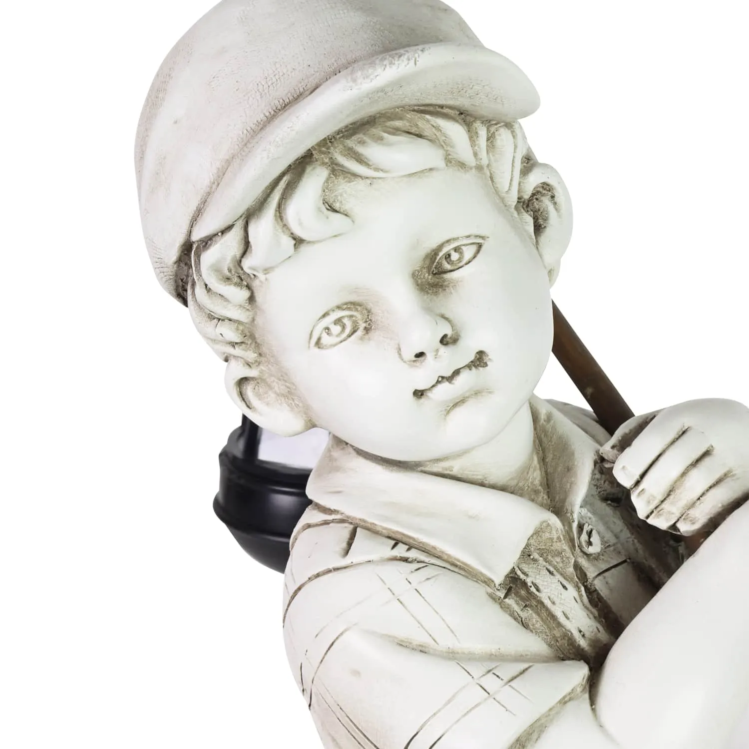 Little Boy Garden Statue with Solar Lantern, 17 Inches