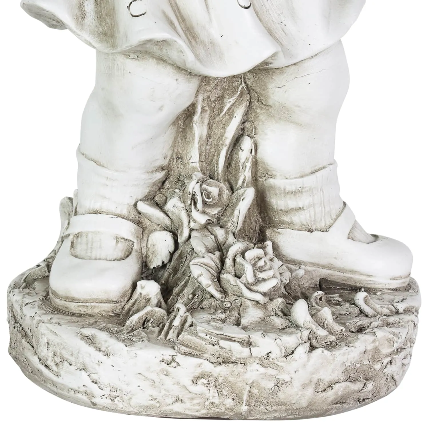 Little Girl Resin Garden Statue with Solar Flower Bouquet, 18 Inches
