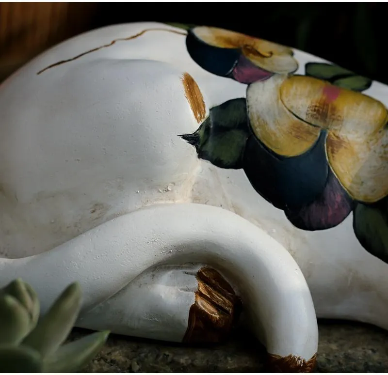 Lovely Cat Statue for Garden Ornament, Sleeping Cats Resin Statues, Garden Courtyard Decoration, Villa Outdoor Decor Gardening Ideas, House Warming Gift