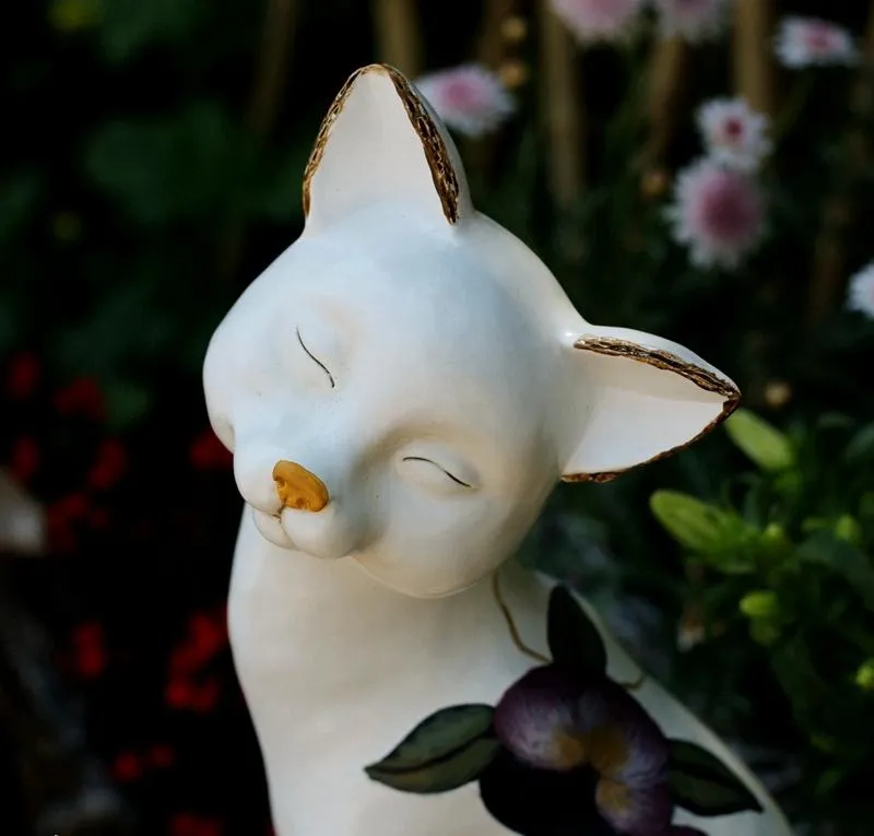 Lovely Cat Statues, Sitting Cats Resin Statue for Garden Ornament, Villa Outdoor Decor Gardening Ideas, Garden Courtyard Decoration, House Warming Gift