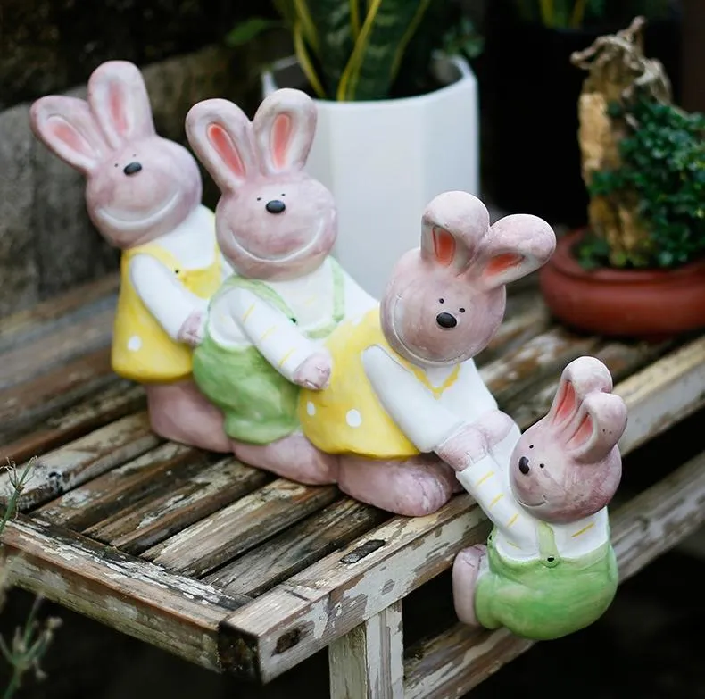 Lovely Rabbits Statues, Cute Rabbits in the Garden, Animal Resin Statue for Garden Ornament, Outdoor Decoration Ideas, Garden Ideas