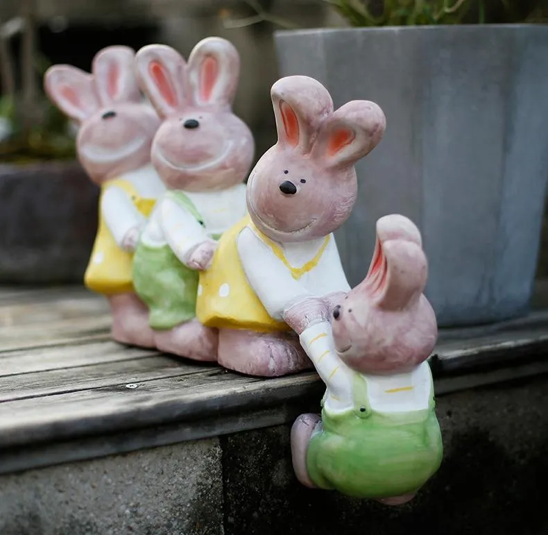 Lovely Rabbits Statues, Cute Rabbits in the Garden, Animal Resin Statue for Garden Ornament, Outdoor Decoration Ideas, Garden Ideas