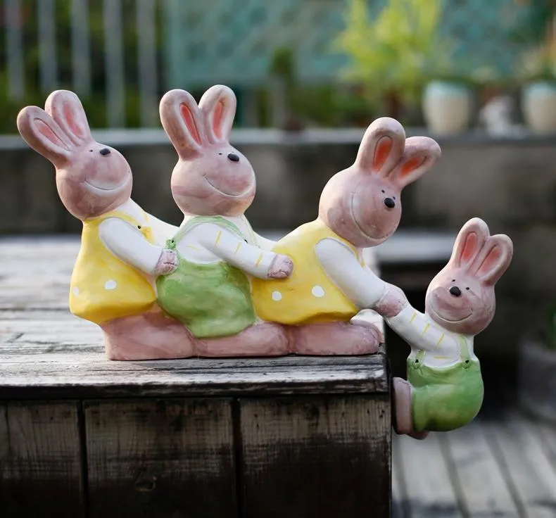 Lovely Rabbits Statues, Cute Rabbits in the Garden, Animal Resin Statue for Garden Ornament, Outdoor Decoration Ideas, Garden Ideas