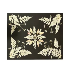 Marian McEvoy, Plumed Cockscomb and Daisies I Collage with Bleached Fern
